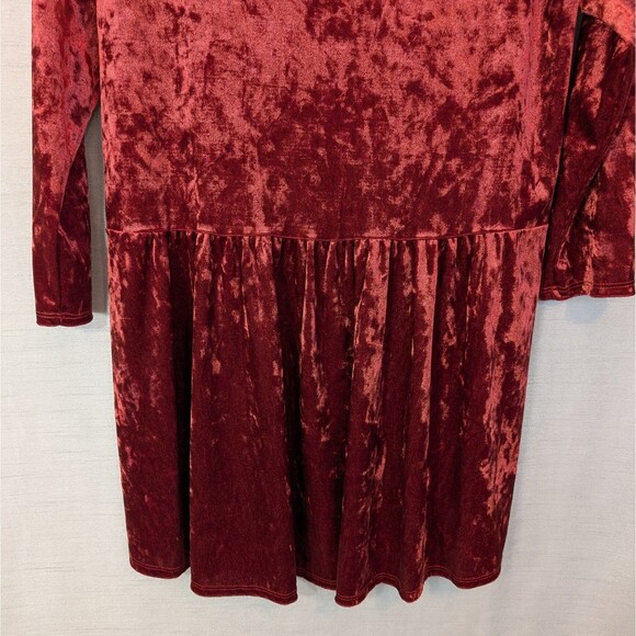 Honeyme Women's SM Velvet Velour Peplum Tunic Rusty Red Whimsygoth Bohemian Boho - Picture 11 of 16